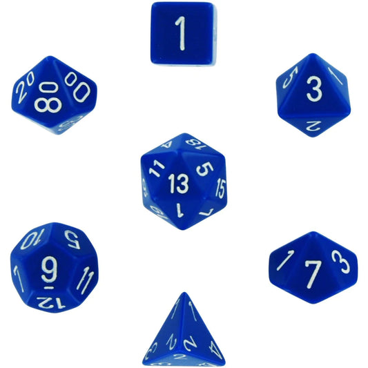Chessex: 7 Piece Dice Set Opaque Blue with White