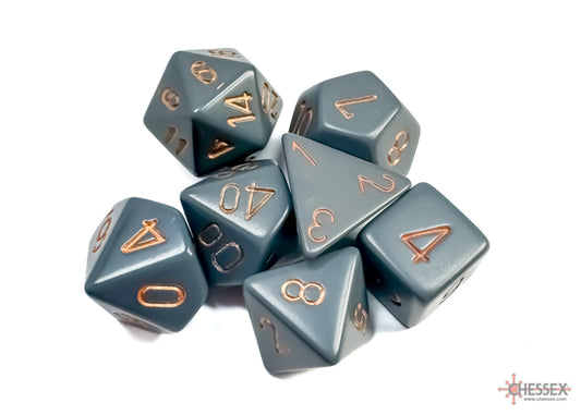 Opaque Dark Grey/copper Polyhedral 7-Dice Set
