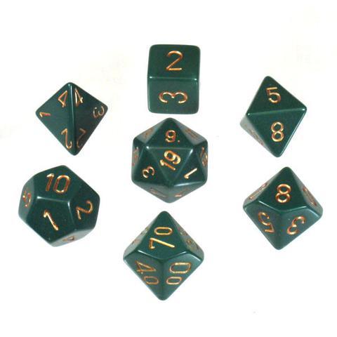 Chessex: 7 Piece Dice Set Opaque Dusty Green with Gold      No reviews