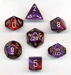 Chessex: 7 Piece Dice Set Gemini Purple-Red with Gold      No reviews